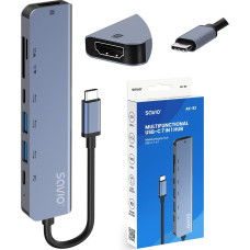 Savio AK-82 interface hub USB Type-C 5000 Mbit/s Black