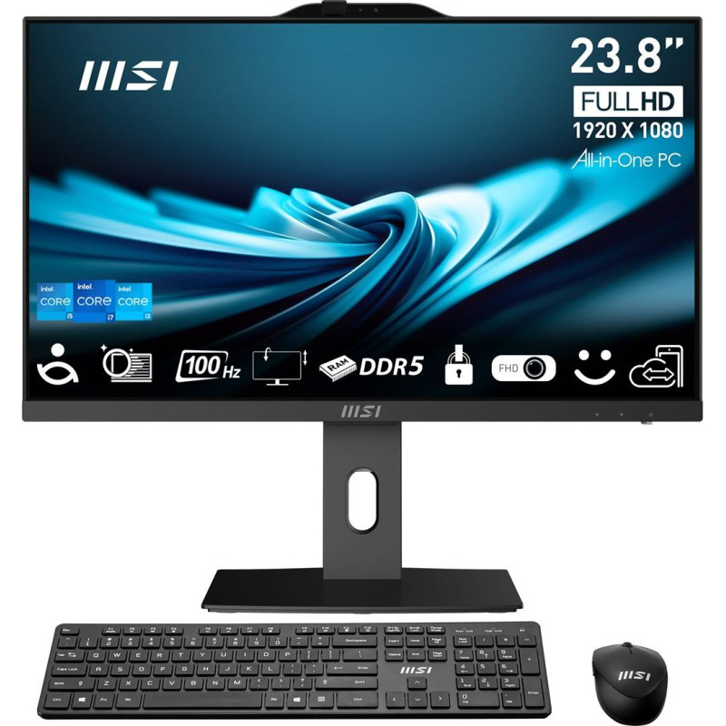 MSI Pro AP242P 14M-892XEU Intel&reg; Core&trade; i5 i5-14400 60.5 cm (23.8") 1920 x 1080 pixels All-in-One PC 16 GB DDR5-SDRAM 500 GB SSD NoOS Wi-Fi 6E (802.11ax) Black