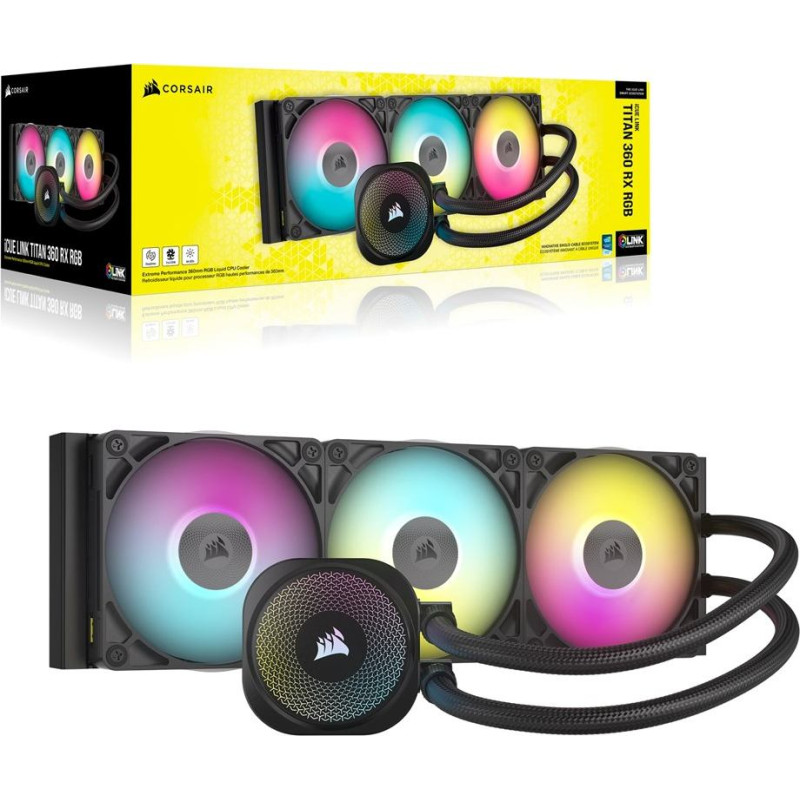Corsair iCUE LINK TITAN RX RGB Processor All-in-one liquid cooler 12 cm Black 1 pc(s)