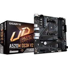 Gigabyte A520M DS3H V2 Motherboard - Supports AMD Ryzen 5000 Series AM4 CPUs, up to 4733MHz DDR4 (OC), PCIe 3.0 x16, GbE LAN, USB 3.2 Gen 1