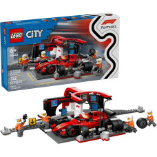 Lego CITY 60443 F1 - Pit Stop & Box Crew ar Ferrari automašīnu